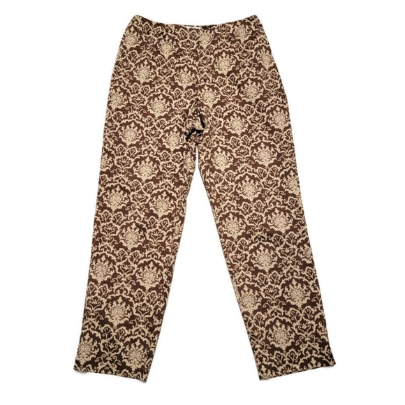 Talbots Pants - Talbots Womens Size 8 Brown And Tan Print Ankle Pleated Front Pants
